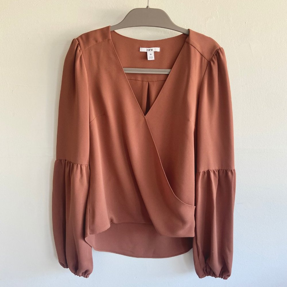 BAR III Blouson-Sleeve Surplice Top